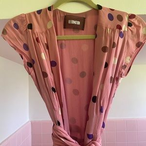 Reformation wrap dress pink polka dots